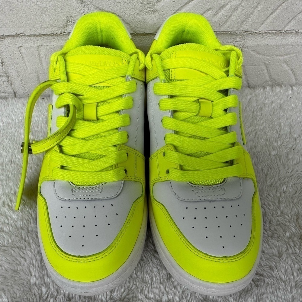 New Off-White Out Of Office Lemon/White Leather Sneakers Size 38 - Picture 7 of 14